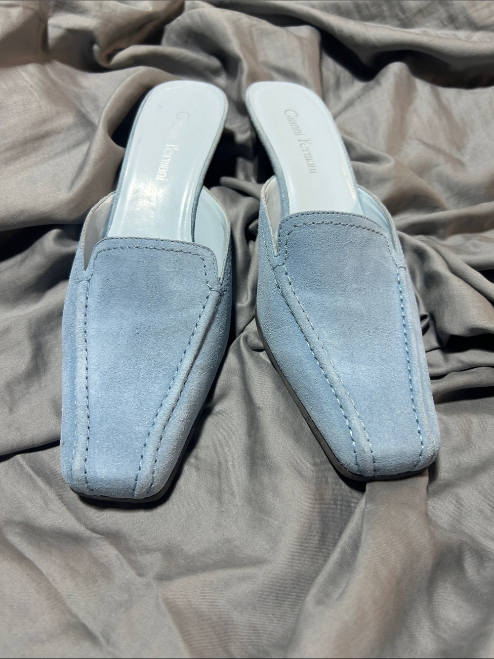 Women's Light Blue Suede Slip-On Loafers